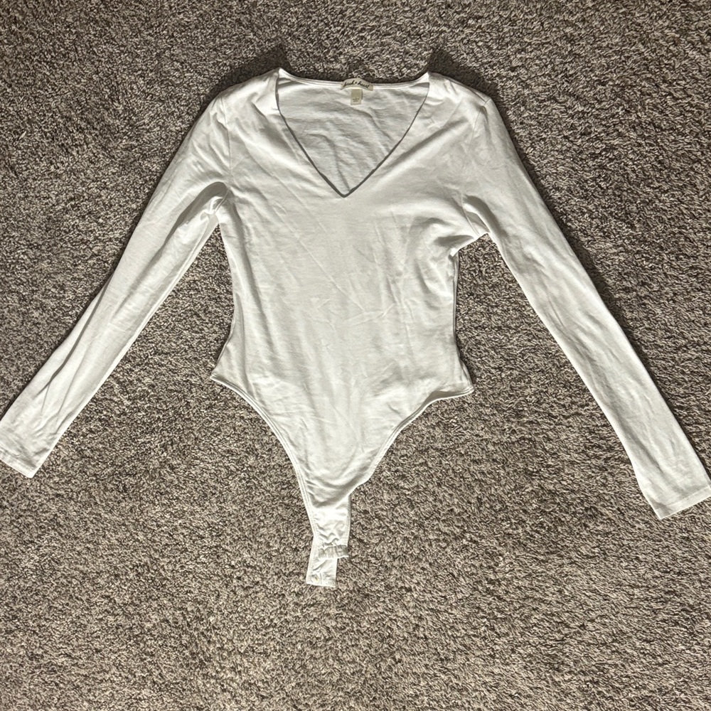 Derek Heart White Long Sleeve Bodysuit